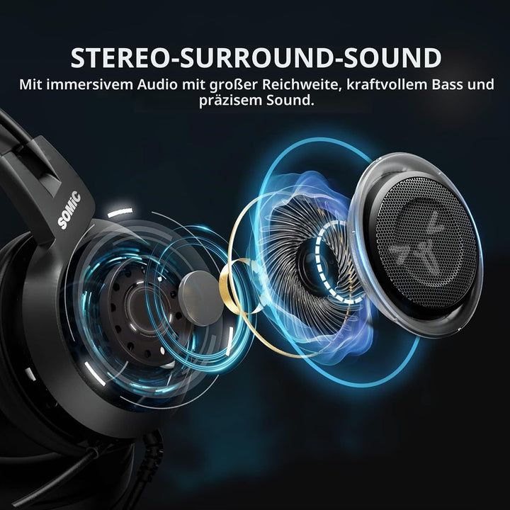 Somic Gaming-Kopfhörer für Xbox One, Stereo-Surround-Sound mit Geräuschunterdrückung, abnehmbares Ka