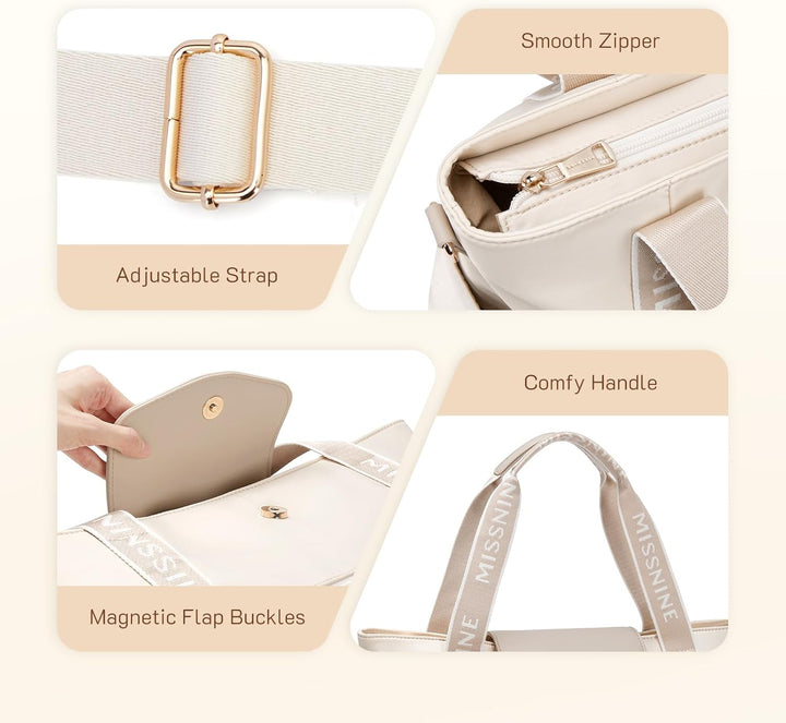 Missnine Handtasche Laptoptasche Damen 15,6-Zoll-Laptoptasche Tote Bag Leichte Arbeitstasche Shopper
