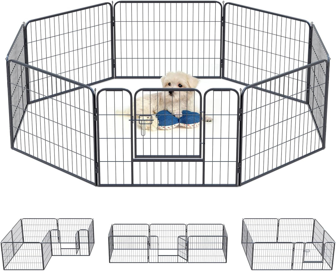 Qianruida Welpenlaufstall Welpenauslauf 60 cm Hoch Hundelaufstall Für drinnen und draussen 8-Stück 8