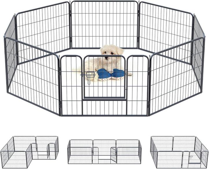 Qianruida Welpenlaufstall Welpenauslauf 60 cm Hoch Hundelaufstall Für drinnen und draussen 8-Stück 8