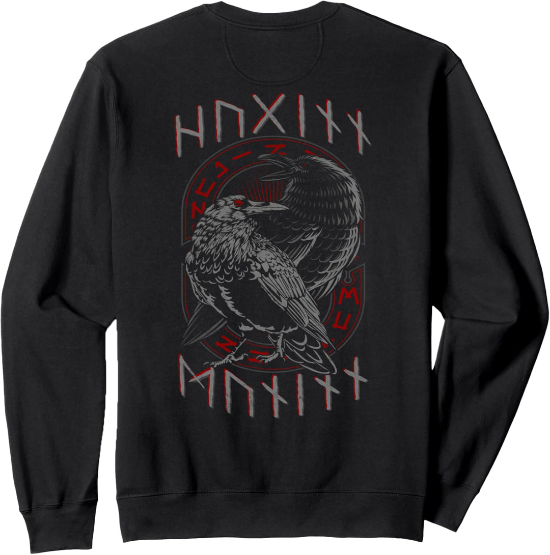 Odins Raben Huginn & Muninn Wikinger Kleidung Rückendruck Sweatshirt