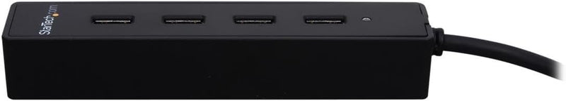 StarTech.com 4 Port USB 3.0 SuperSpeed Hub - Schwarz - Portabler externer USB Hub mit eingebautem Ka