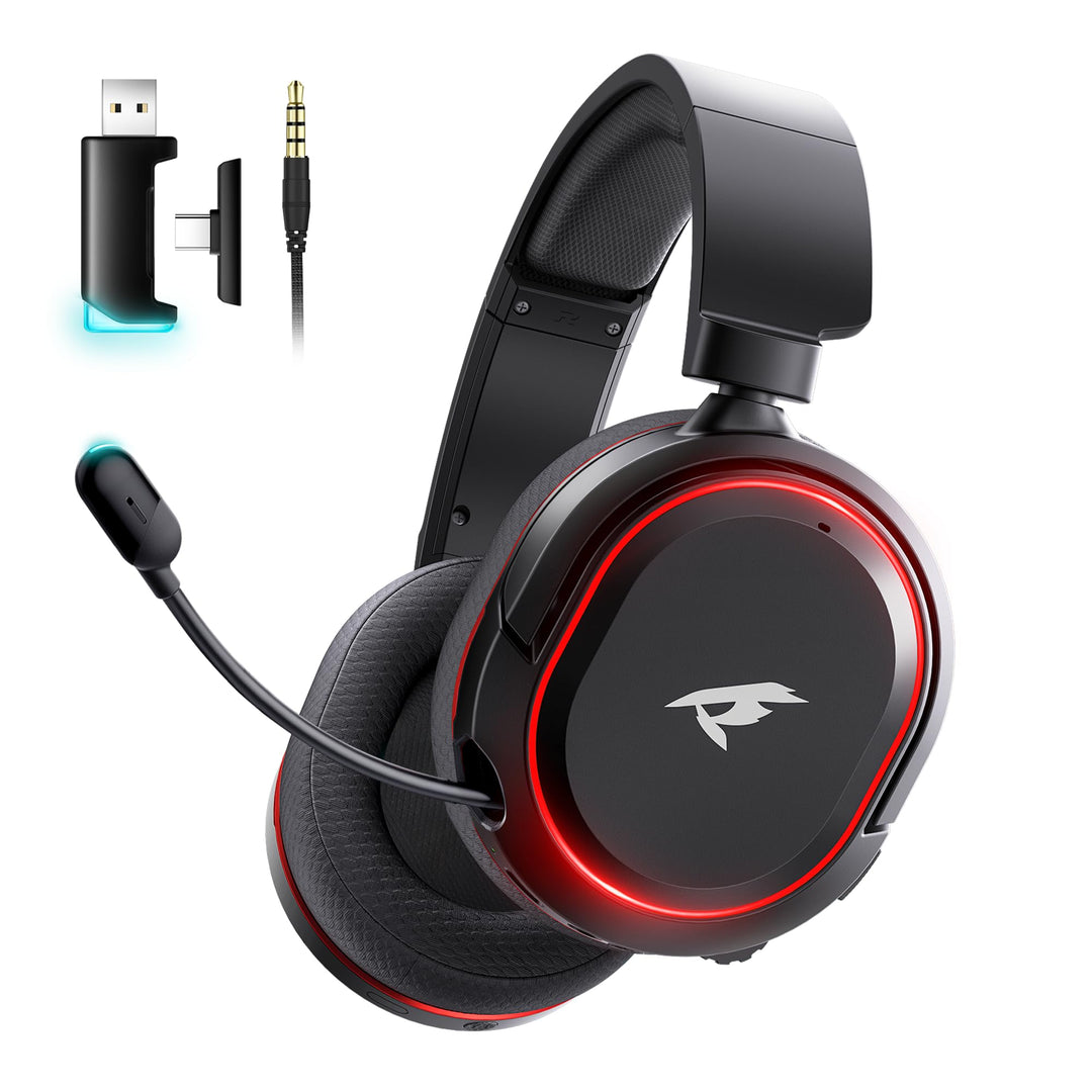 Picun G2 Wireless Gaming Headset, Over-Ear 7.1 Virtual Surround Sound, 2.4GHz/Bluetooth 5.4/Wired, 5