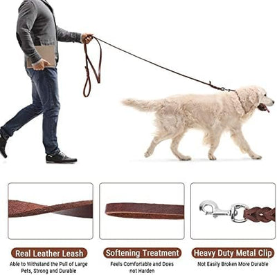 Leder Hundeleine Weiche Leder Hundeleine Brown Genuine Leather Braided Pet Big Dog Training Halsband