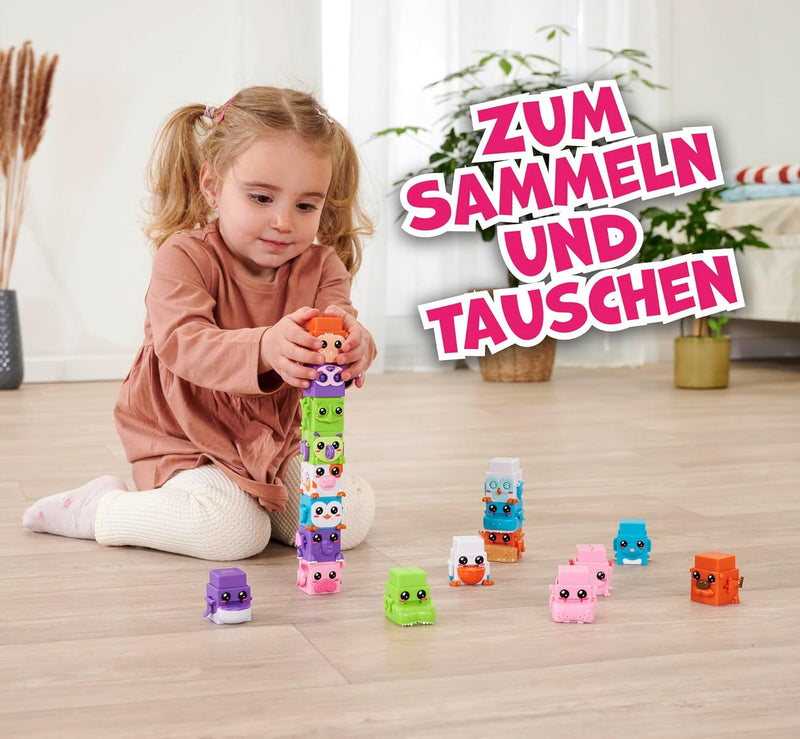 Simba 105952627 - Bloxies Figur (4 Stck.) - Tier-Bausteine zum Stapeln und Sammeln mit Bewegungseffe