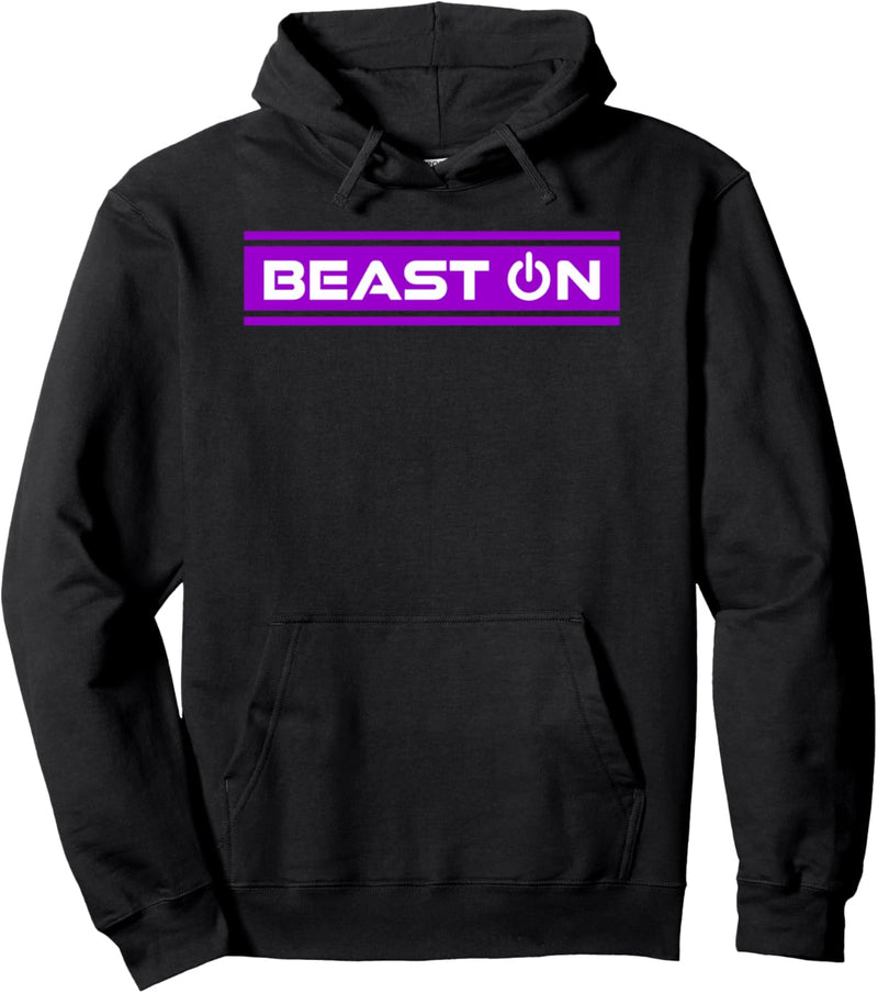 Beast ON Lila Gym Fitness Workout Gym Spruch Motivation lila Pullover Hoodie