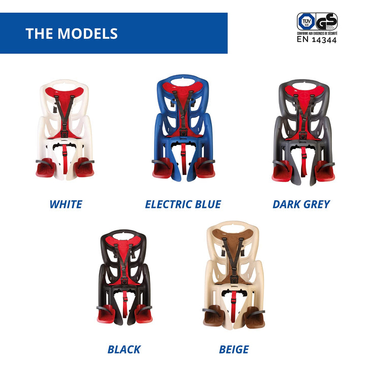 Pepe - Fahrradrücksitz für Kinder bis 22 kg, von 3 bis 8 Jahren - Fixierung am Gepäckträger Schwarz