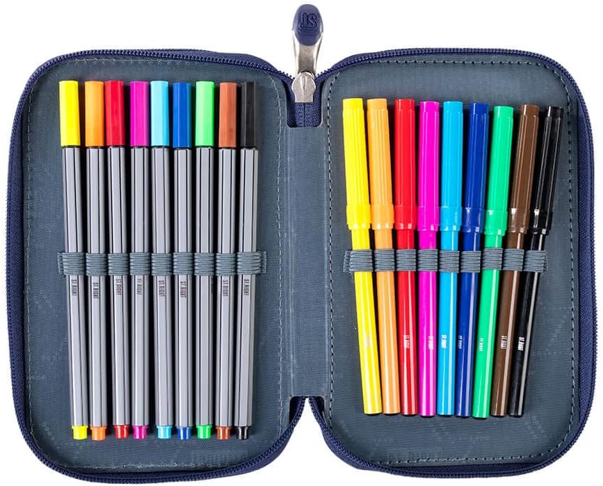 St. Right XXL Federtasche Federmappe Federmäppchen 46-teilig gefüllte Schüleretui 3-stöckig 19 x 13