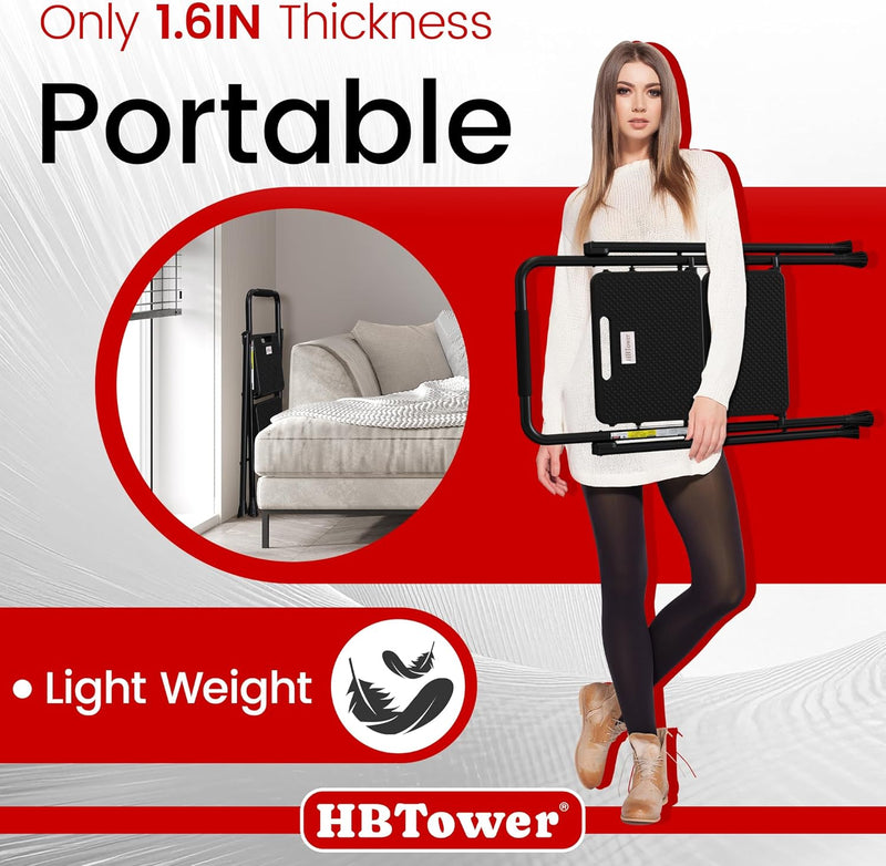 HBTower 2-Schritt-Leiter, Faltbarer Schritt-Hocker mit breitem Anti-Rutsch-Pedal, stabile Stahlleite