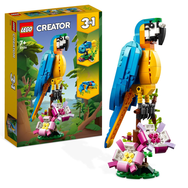 LEGO Creator 3in1 Exotischer Papagei, Frosch und Fisch Ostergeschenk Dschungel-Tier-Figuren Bauspiel