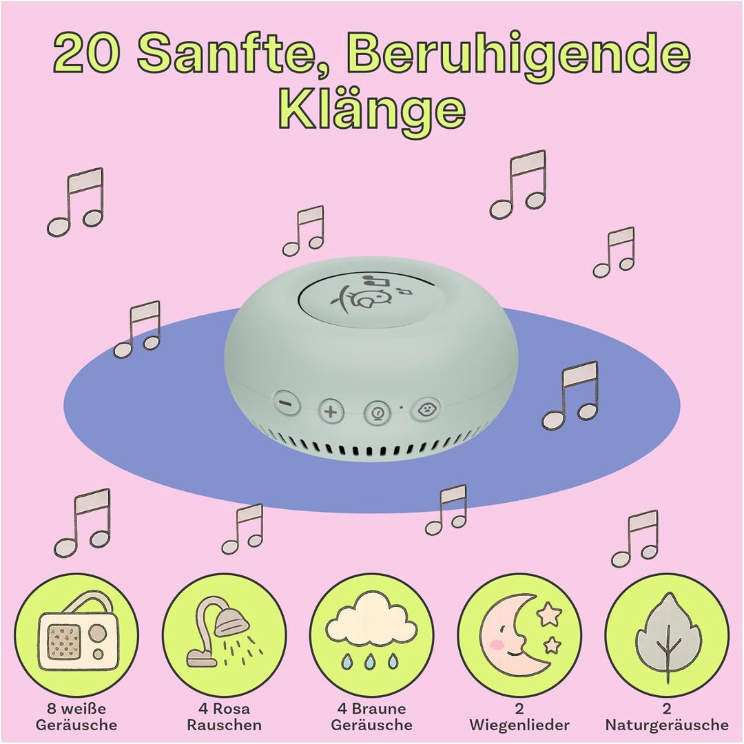 White Noise Machine Baby von MMOBIEL – mit 20 beruhigenden Klängen, Schrei-Sensor, Timer & USB-C – T