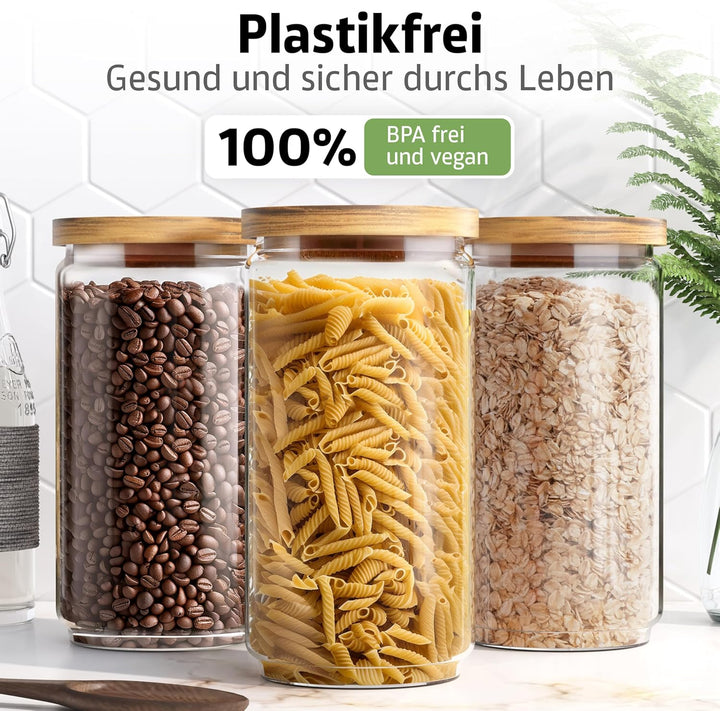 ElbFuchs® Vorratsgläser mit Deckel luftdicht NEU | 2x 2000ml [BPA-FREI & MOTTENSICHER] Vorratsdosen