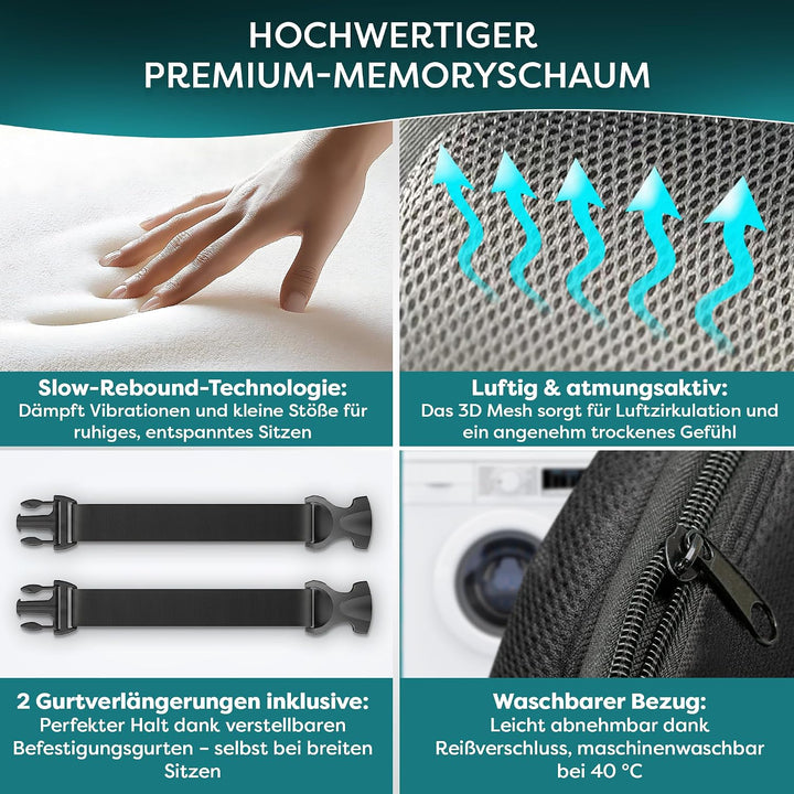 Rückenkissen – Ergonomische Lordosenstütze aus Memory Foam – Für mehr Sitzkomfort zuhause, im Büro &amp;
