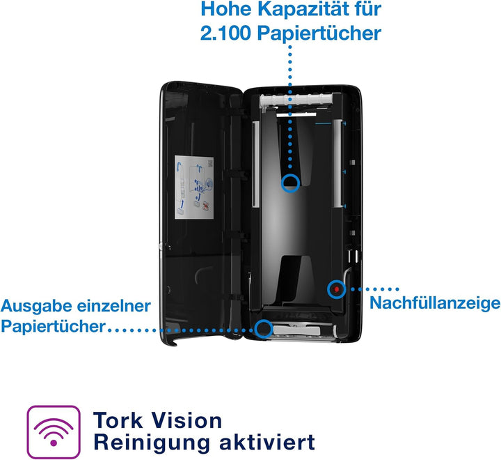 Tork PeakServe Spender für Endlos Papierhandtücher Schwarz H5 Hohe Kapazität Elevation 552508
