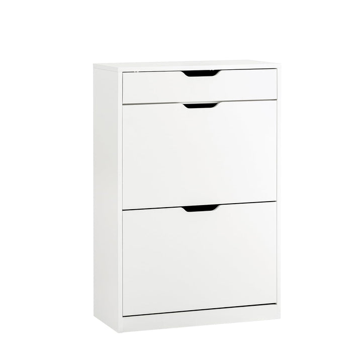 SoBuy Schuhschrank Schmal, Schuhkipper Schmal mit 2 Klappen und 1 Schublade, Kompakter Schuhregal, S