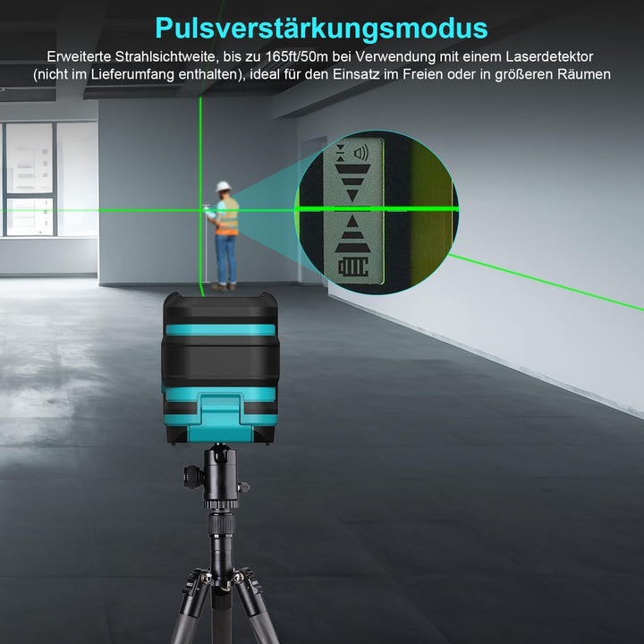 Kiprim Grüner Kreuzlinienlaser LV8 mit Verbesserter Sichtbarkeit, Einstellbarer Helligkeit,Manuellem