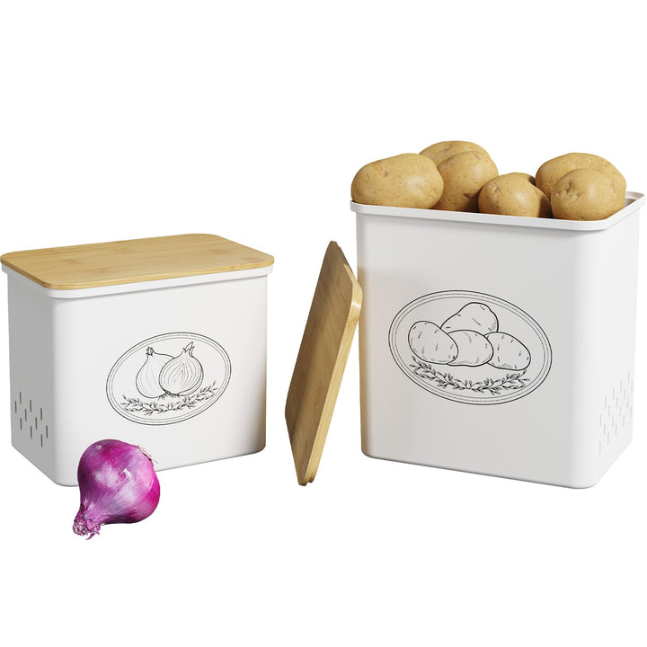 Lifewit Kartoffel Aufbewahrungsbox, 2er Set Grosse Kunttsoff Vorratsdosen für Kartoffel Zwiebel knob