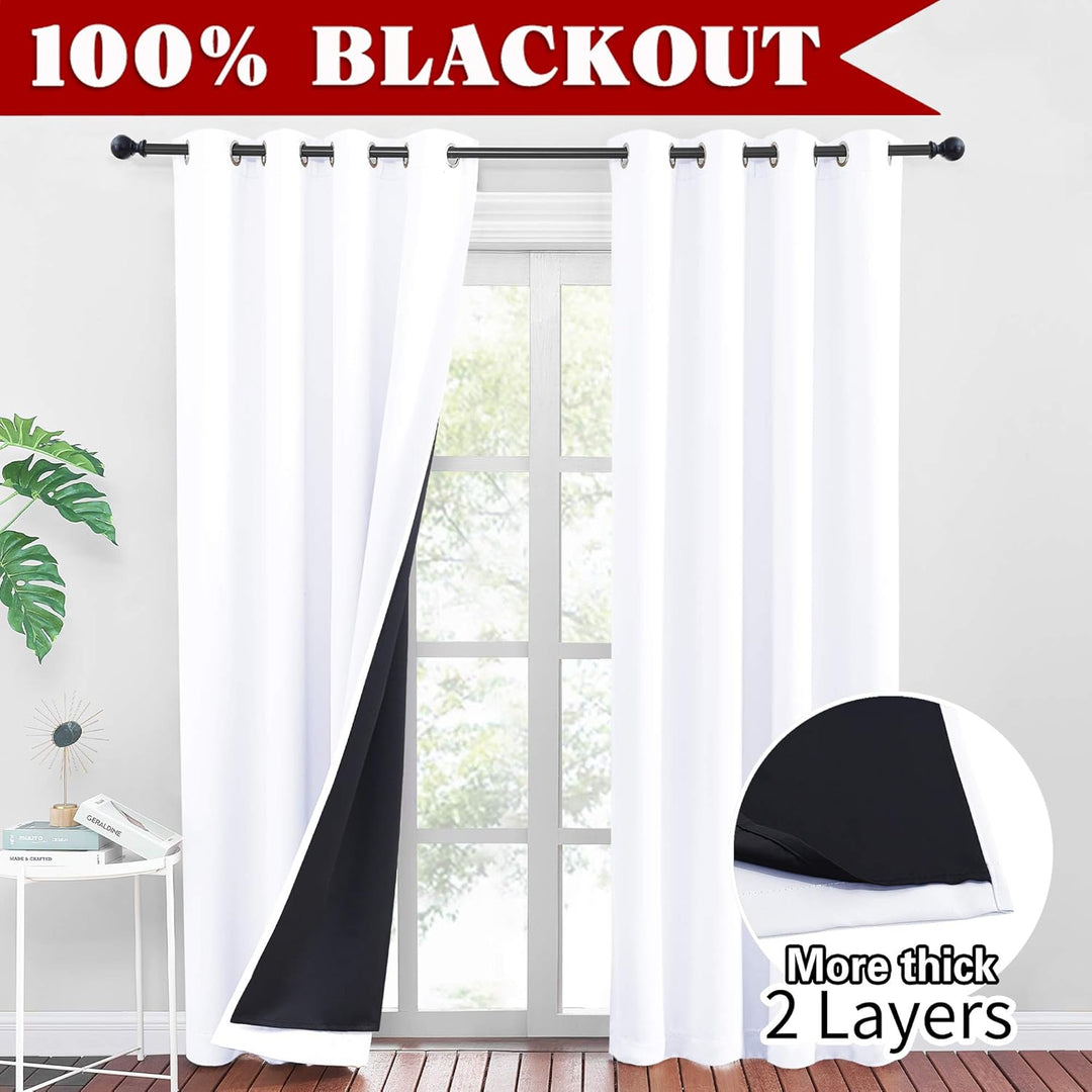 PONY DANCE Vorhang Weiss Blickdicht Ösenschal 2er Set H 245 x B 140 cm Lichtundurchlässige Gardinen