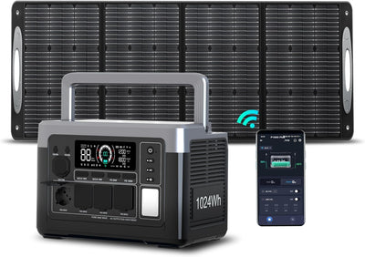 OUKITEL P1000 Plus Solargenerator mit 220W Solarpanel, 1024Wh LiFePO4-Batterie,1800W Tragbare Powers