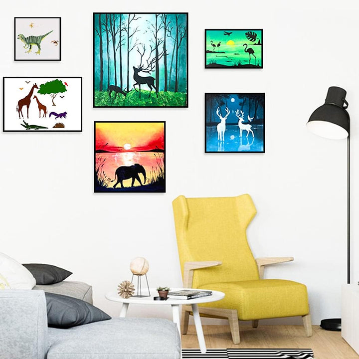 Rolin Roly 16Pcs Tiermalerei Schablone Waldtiere Schablonen Wiederverwendbare Kamel Kunststoff Zeich