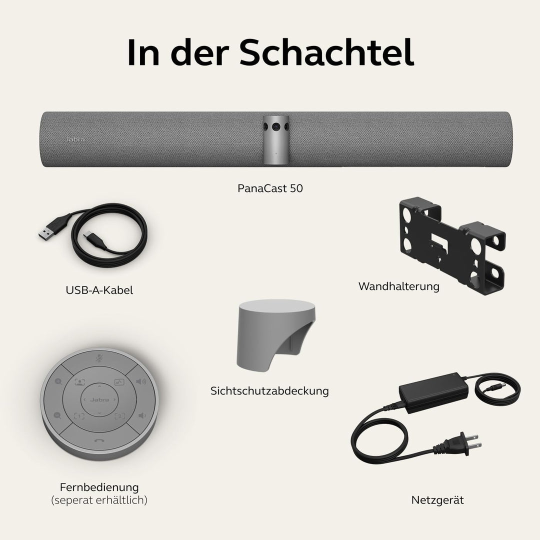 Jabra PanaCast 50 Videokonferenz Kamera Panorama Webcam 4K mit Videokonferenzsystem für kleine & mit