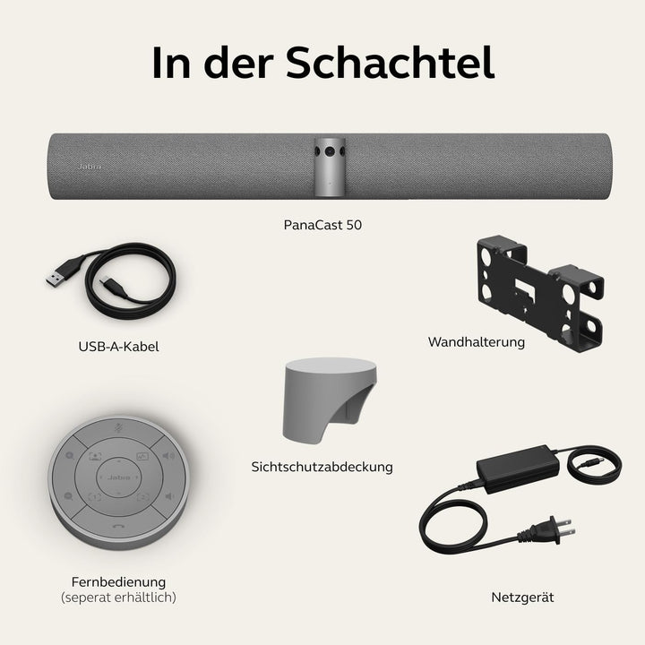 Jabra PanaCast 50 Videokonferenz Kamera Panorama Webcam 4K mit Videokonferenzsystem für kleine & mit