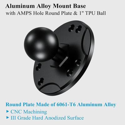 BRCOVAN 2 Stück, 1'' Kugelhalterung mit Aluminiumlegierung AMPS-Loch Runder Plattenbasis, Kompatibel