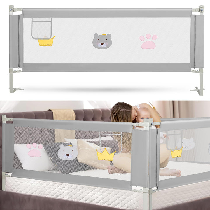 Bettgitter 200cm, Bettgitter Rausfallschutz Bett Höhenverstellbar 70-98cm, Bettschutzgitter Kinderbe