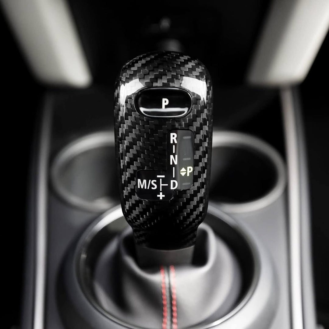 KUNGKIC Kohlefaser Auto-Schaltknauf-Abdeckung Schalthebelknauf Aufkleber Compatible with Mini Cooper