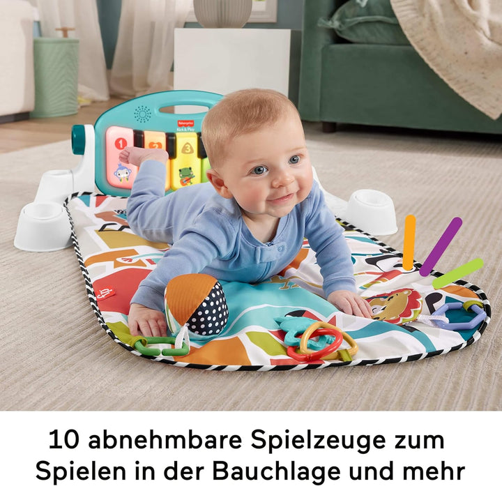 Fisher-Price Kontrast Kick & Play Pianospieldecke für Babys, Spielspass Pianospieldecke, tragbares M