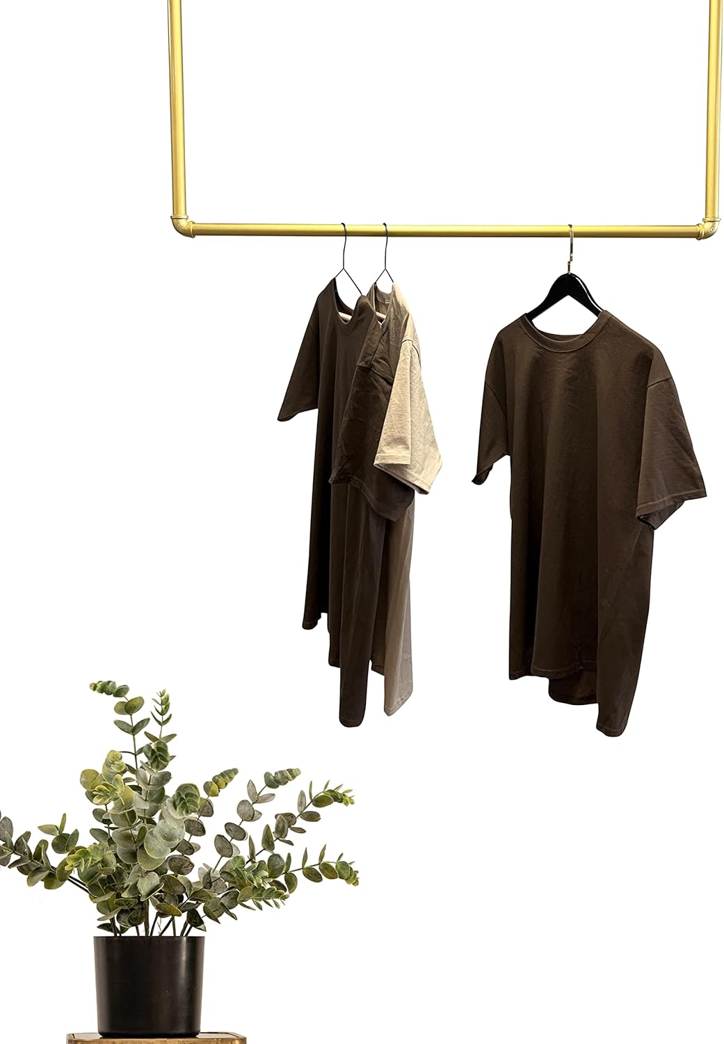 Kleiderstange Garderobe Industrie Design für Decke Gold | Breite 100 cm x Höhe 100 cm | Garderobenst