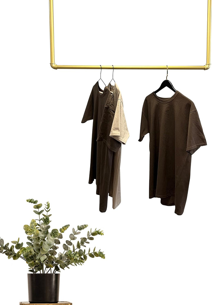 Kleiderstange Garderobe Industrie Design für Decke Gold | Breite 100 cm x Höhe 100 cm | Garderobenst