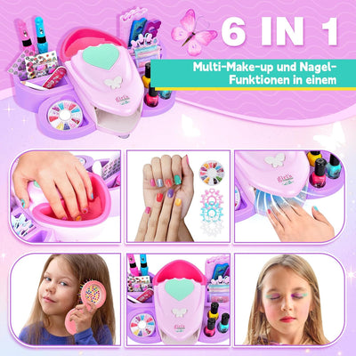 Herefun Nagelstudio Kinder Mädchen, Geschenke Set für Mädchen, Nageldesign Kinder Geschenke, Schmink