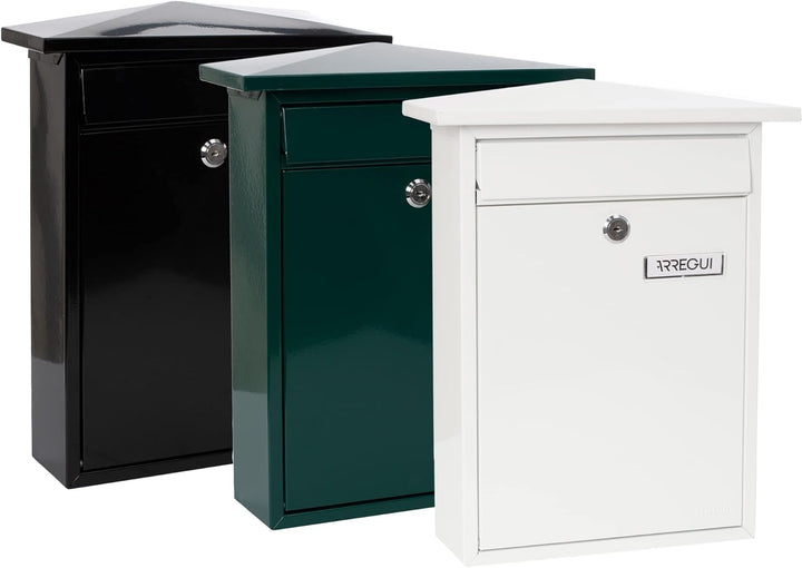 Arregui Home E5714 Individueller Briefkasten aus Stahl, Grösse M (DIN A4), Schwarz, Schwarz