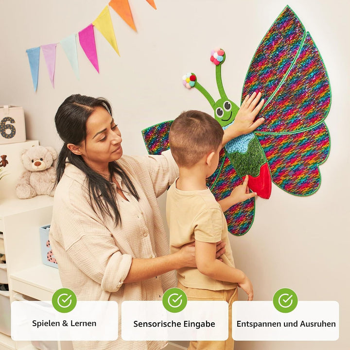 Sensorik-Wandpaneel für Kinder | Fühlen, Erleben &amp; Lernen | Schmetterlings-Sensorikspielzeug für Sen