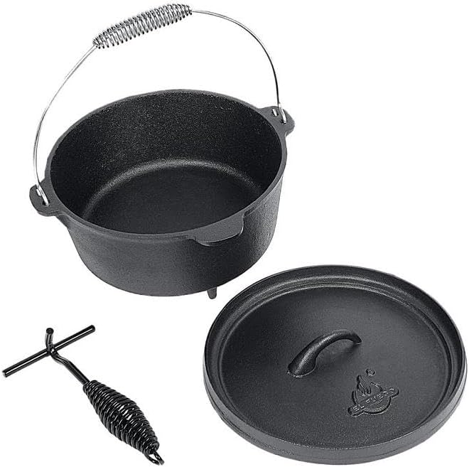 ESTEXO Dutch Oven Feuertopf Set Gusseisen Topf Schmortopf BBQ Grillen Bräter 3,60 L