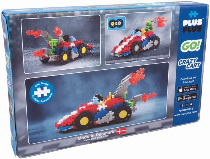Plus-Plus 9607008 Geniales Konstruktionsspielzeug, Crazy Cart Rennauto, PlusPlus Go! Bausteine-Set,