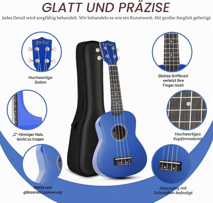 Sopran-Ukulele Anfängerset für Kinder Erwachsene Studenten mit kostenlosem Online-Unterricht 21 Zoll