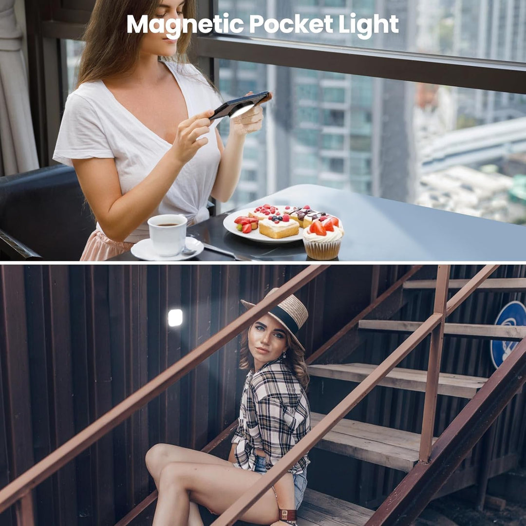 LUXSURE Handy Licht für iPhone, Klein Ringlicht mit Akku, Mini Ringlicht Handy, Tragbares Handylicht