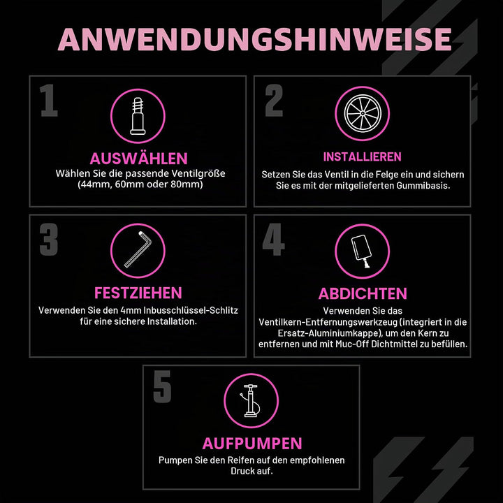 Muc-Off Unisex-Erwachsene V2 Presta Tubeless Ventile, Regenbogenfarbige, 60mm Regenbogenfarbige 60mm