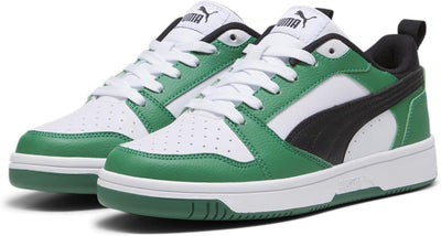 PUMA Unisex Kinder Rebound V6 Lo Jr Sneaker 38 EU Puma White Puma Black Archive Green, 38 EU Puma Wh