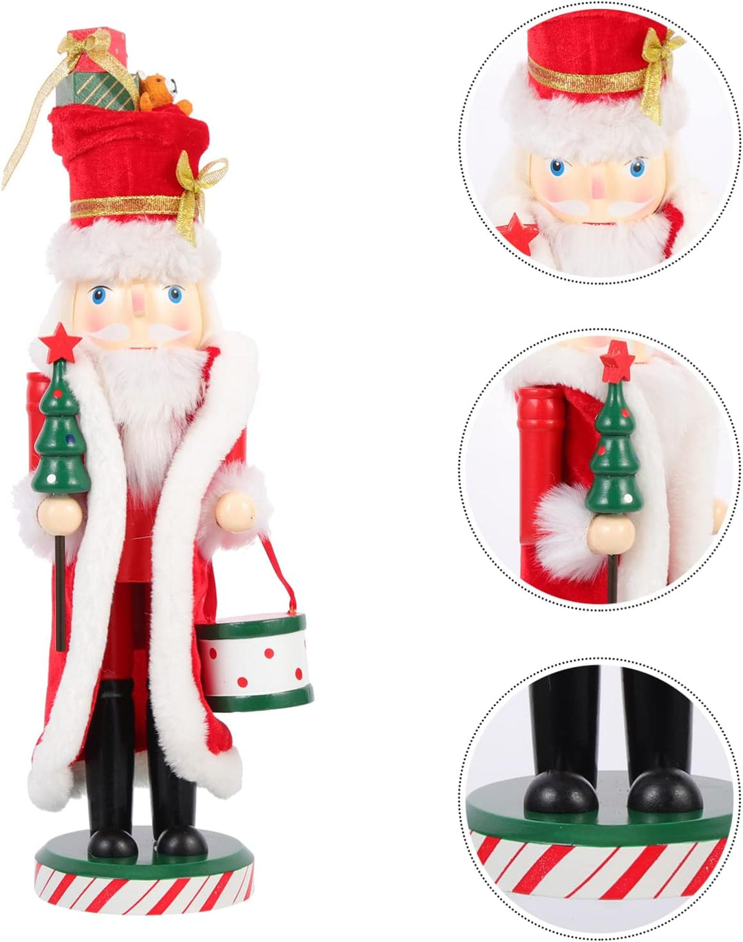 ibasenice Weihnachten Nussknacker Figur aus Holz Weihnachtsmann Nussknacker Soldat Figuren Ornament