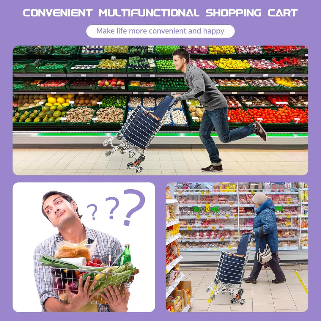 Einkaufswagen mit Rädern | klappbarer Allzweckwagen zum Treppensteigen mit Abnehmbarer wasserdichter