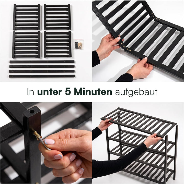 Schuhregal aus Bambus, Schuhablage mit 4 Ebenen, 68 x 28 x 64 cm, Erweiterbar Stapelbar, Schuhschran