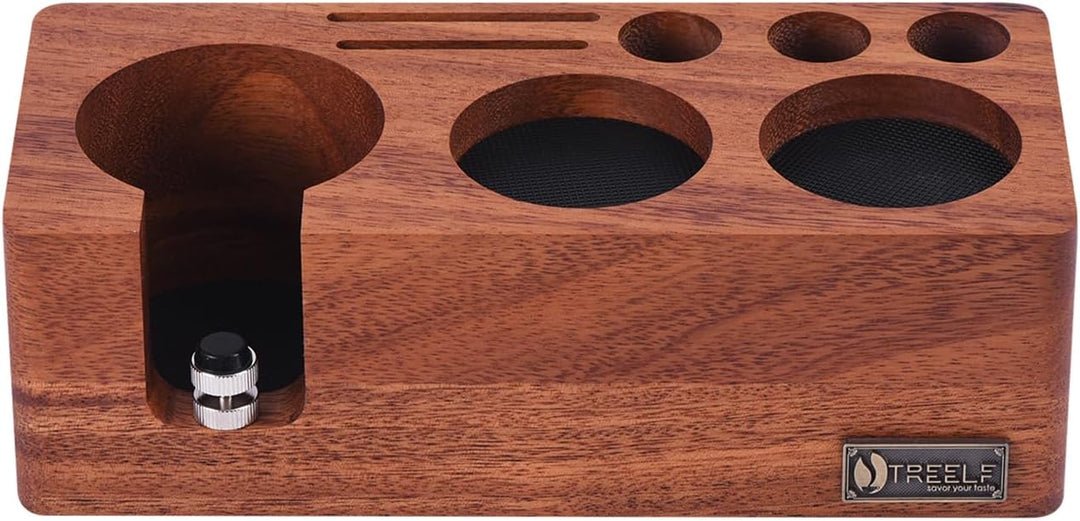 LingTing Stacja tamperowa aus Walnussholz für Filter, Espresso Tampierstation 58MM aus Massiv Nussb