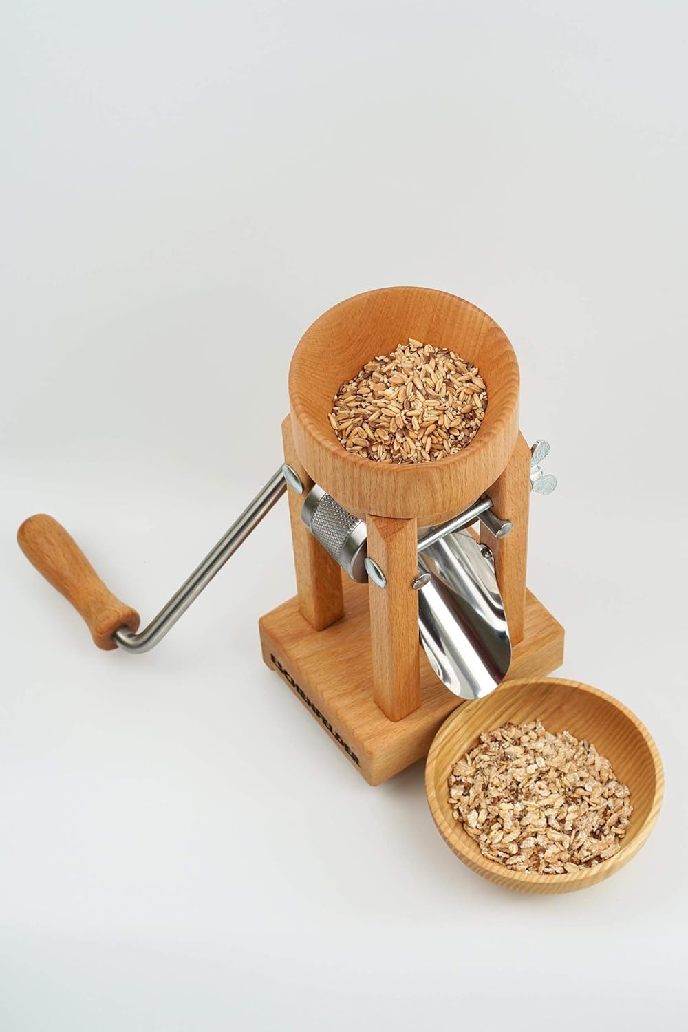 ESCHENFELDER Flockenquetsche | Flocker | Tischmodell mit Holztrichter | frische Haferflocken 20, 20