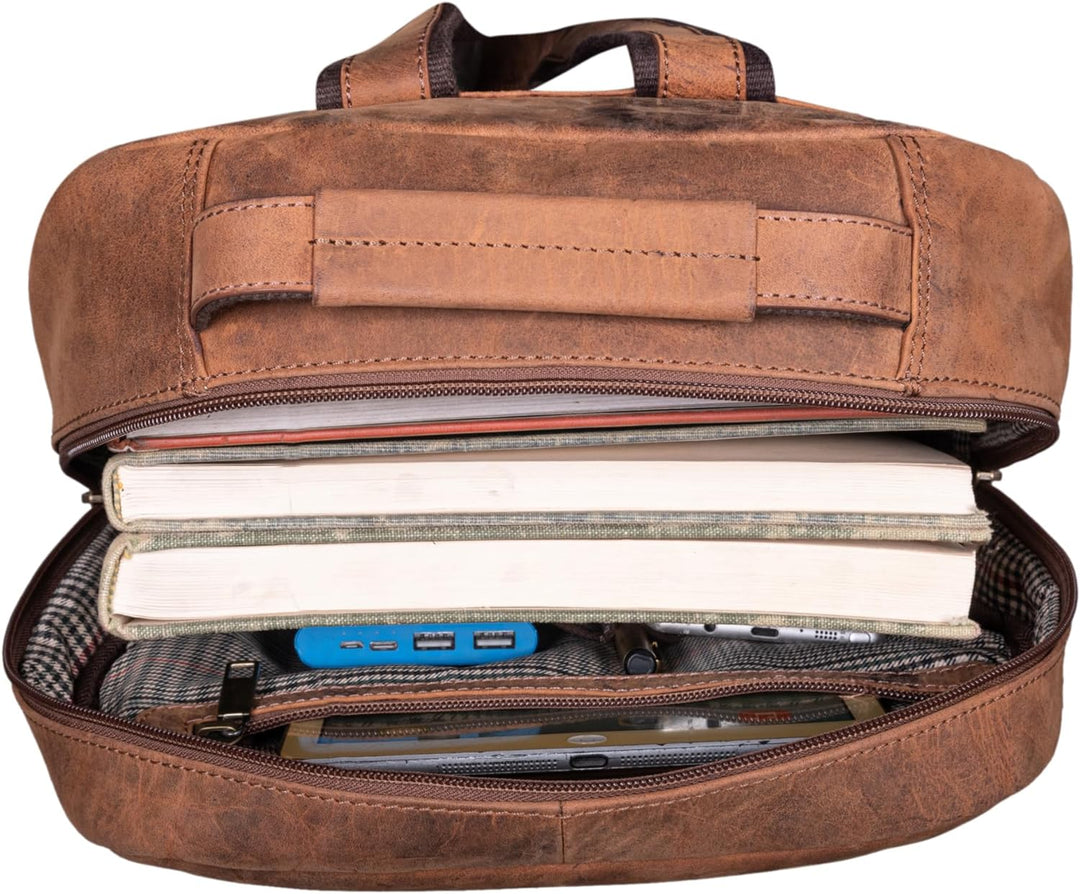 STILORD 'Glover' Business Lederrucksack für 15,6 Zoll Laptop Rucksack für Damen und Herren DIN A4 Of