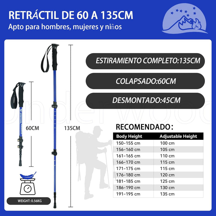 Nordic Walking Stick für Damen und Herren, Teleskop 2 Stück Wanderstöcke für Trekking, Aluminium Wan