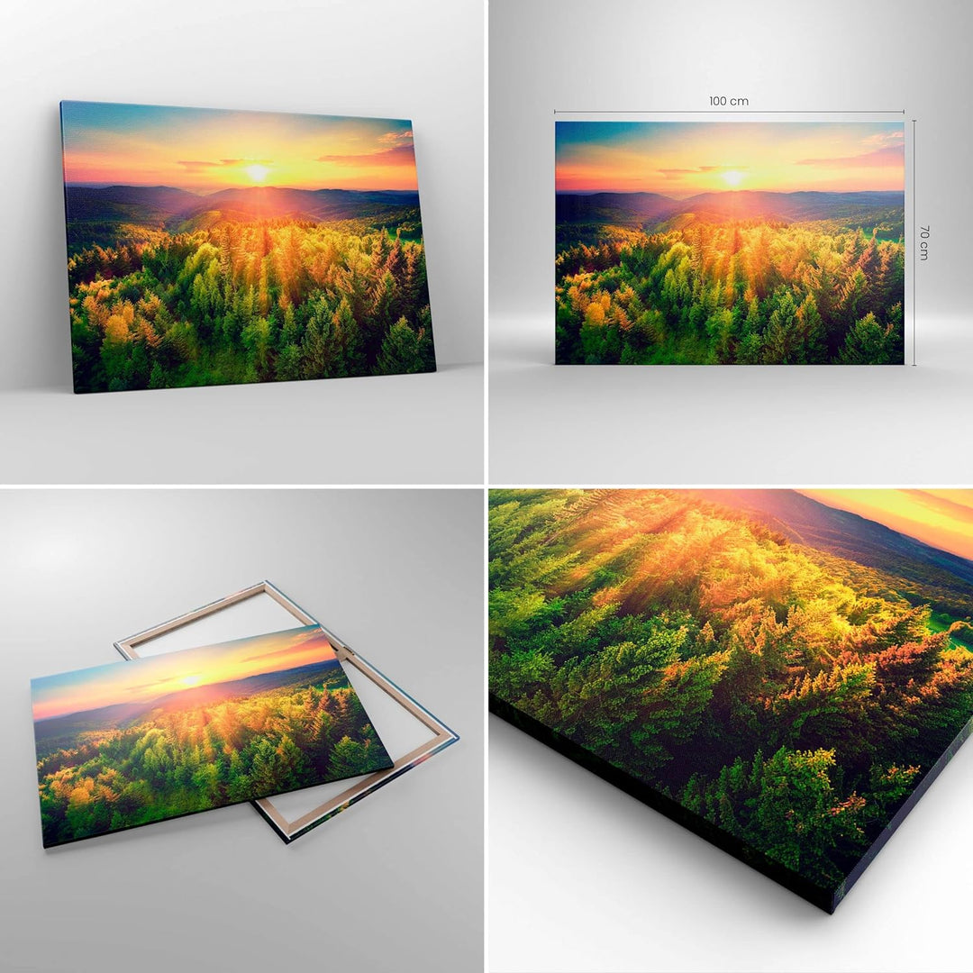 ARTTOR Bilder auf Leinwand 100x70cm Leinwandbild mit Rahmen Berge Natur Gross Wanddeko Bild Schlafzi