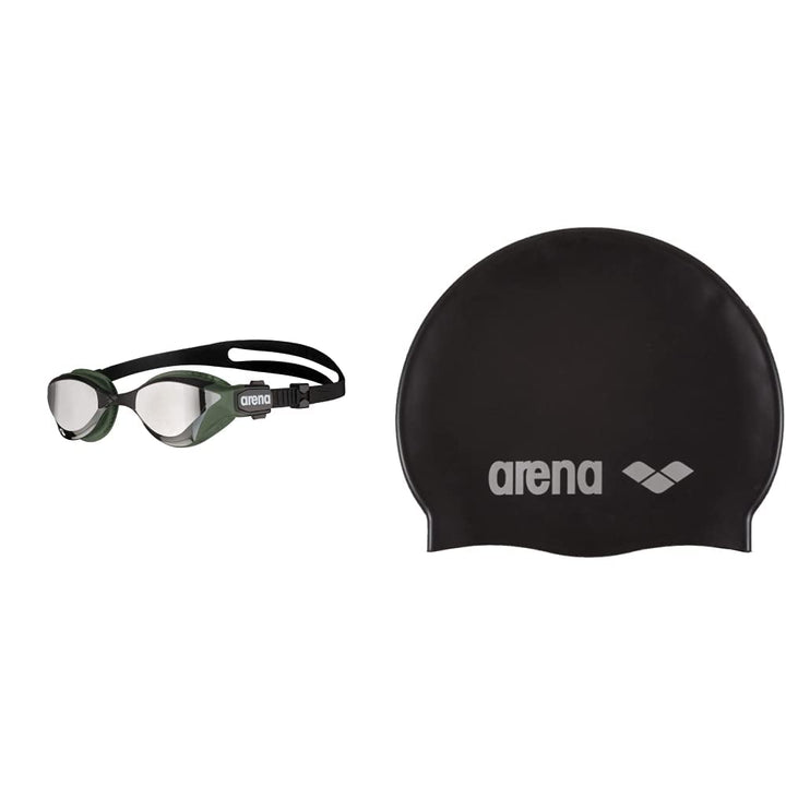 ARENA Unisex Cobra Tri Swipe Mr Schwimmbrille (1er Pack) Silver-Army Einheitsgrösse Bundle mit Unise